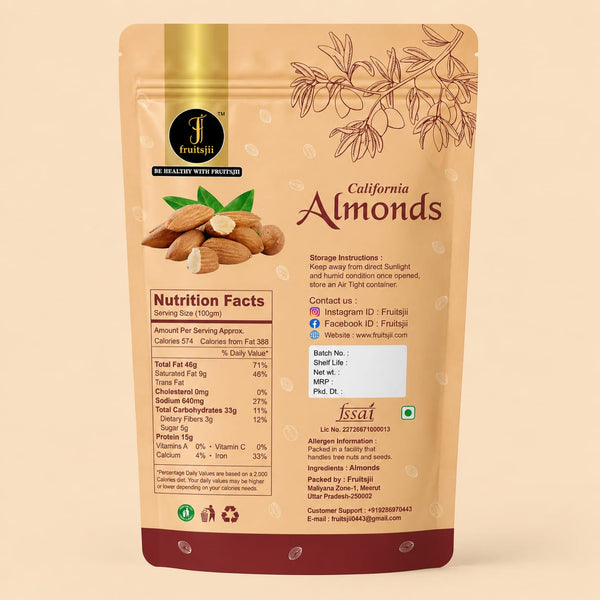 Premium California Almonds (Badam)250gm | fruitsjii